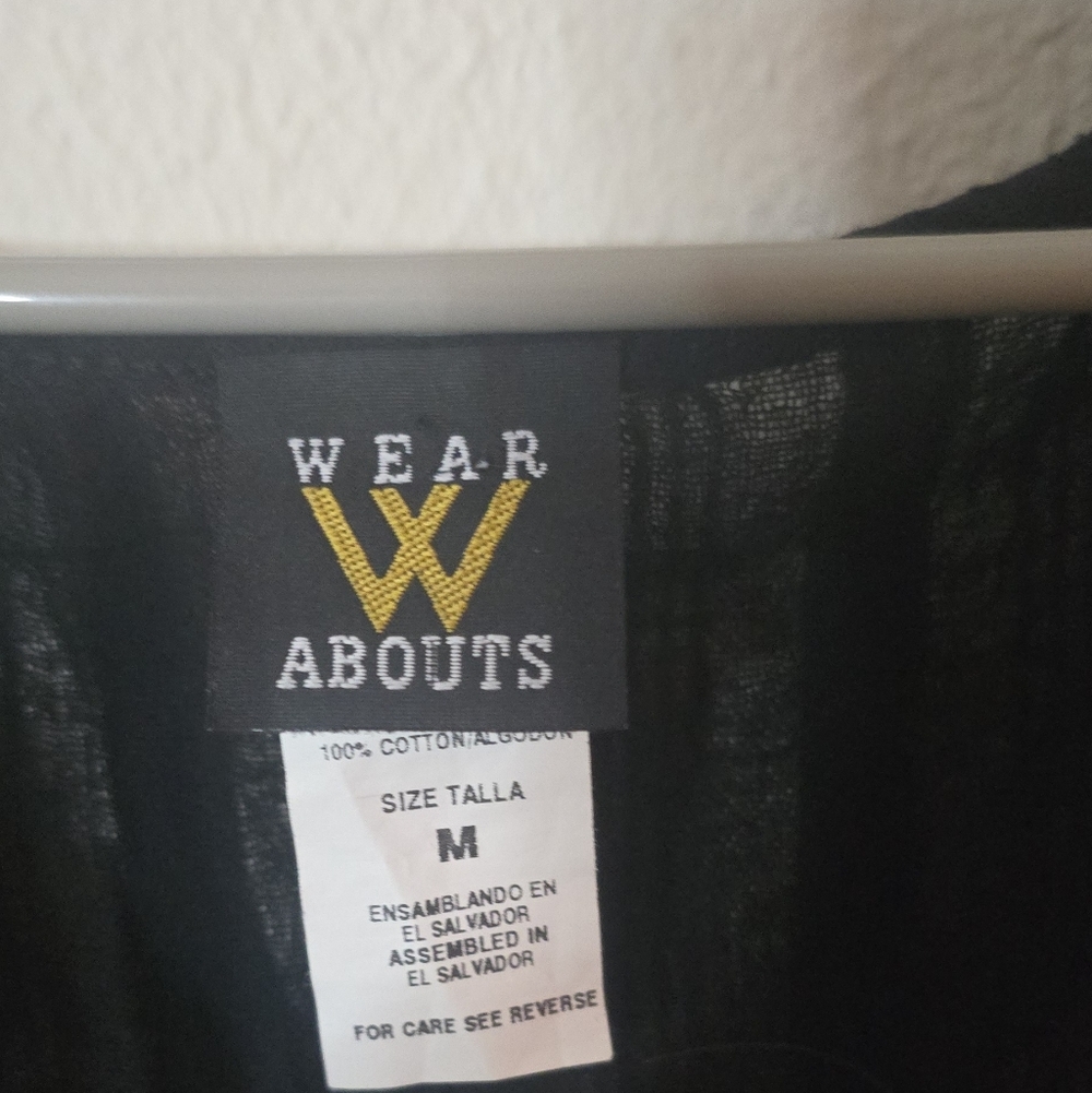 Wear Abouts Black Sheer Blouse Lightweight Short Sleeve Minimal Workwear Top M - Picture 2 of 4